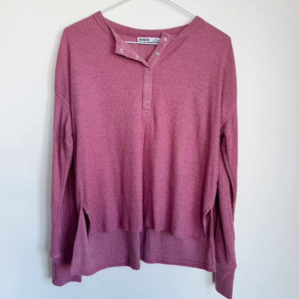 DEVOTED | Soft Waffle Henley Long Sleeve